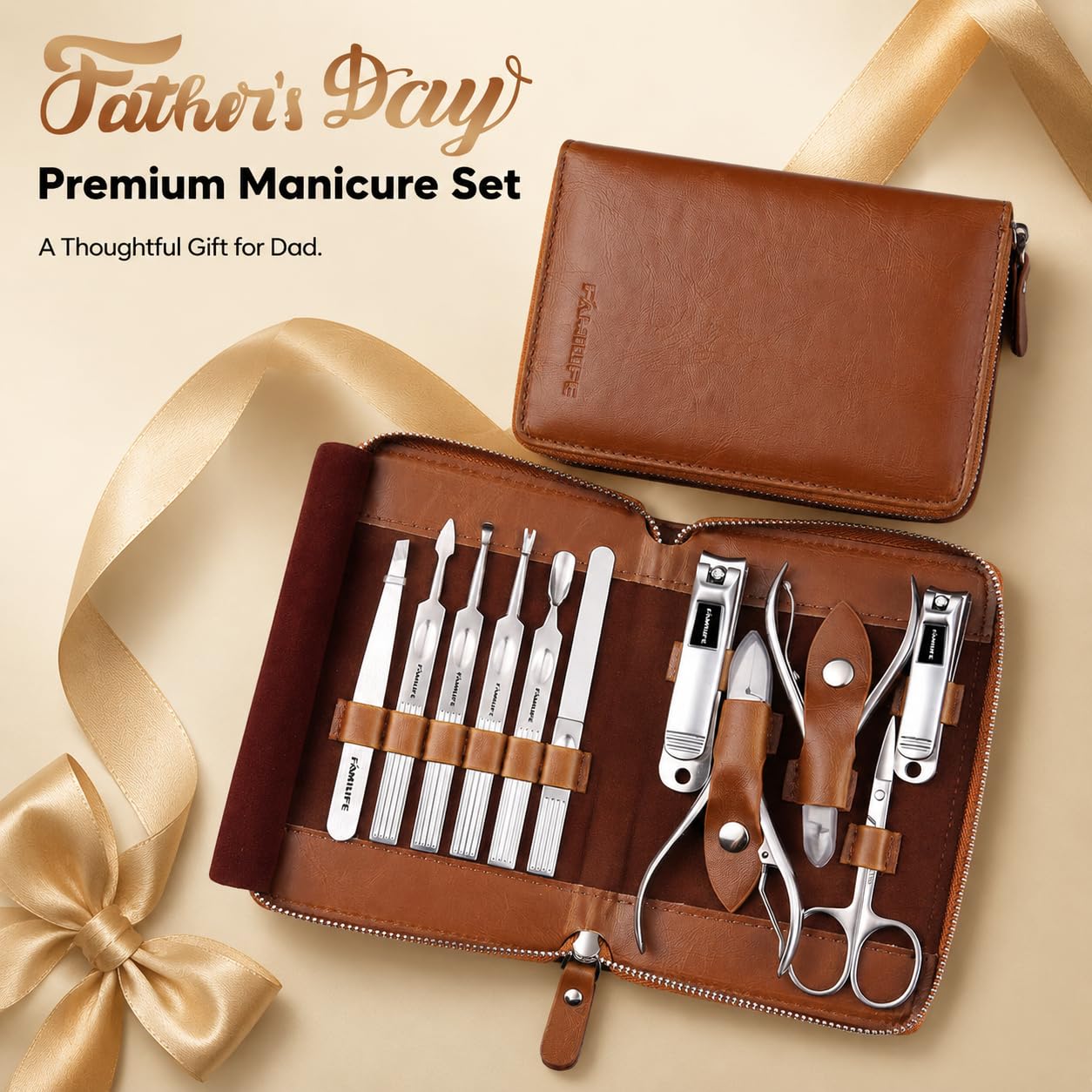 Manicure Set, 11 in 1 Professional Manicure Kit Nail Clippers Set Gifts for Fathers Husband Boyfriend,Stainless Steel