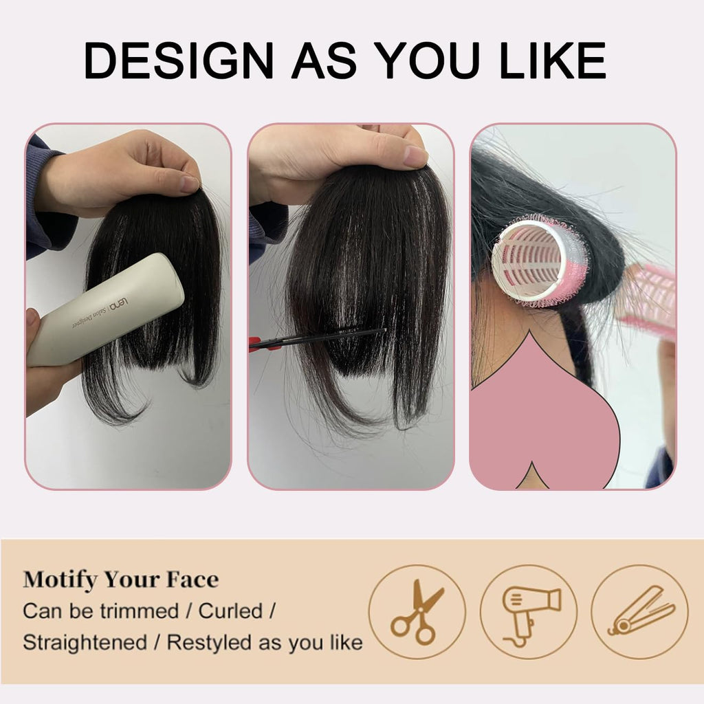 Clip In Bangs Real Human Hair Jet Black Wispy Fake Bangs For Women | Clip On, Natural Hair Bangs, Fringe With
