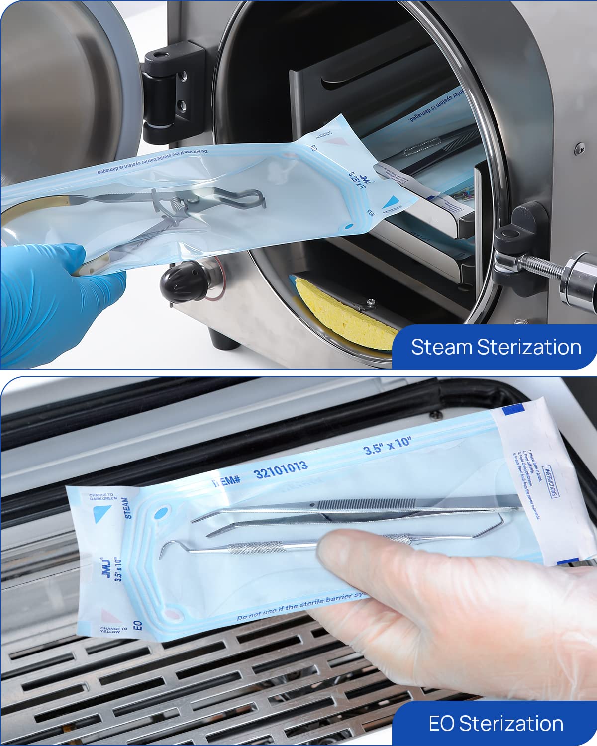 Self Seal Sterilization Pouches 3.5" x 10", Sterilization Bags 200/Box