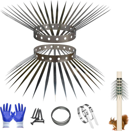 Bird Spikes, Squirrel Spikes and Squirrel Baffles Keep Raccoons, Cats and Snakes Away from Gardens, Fences and