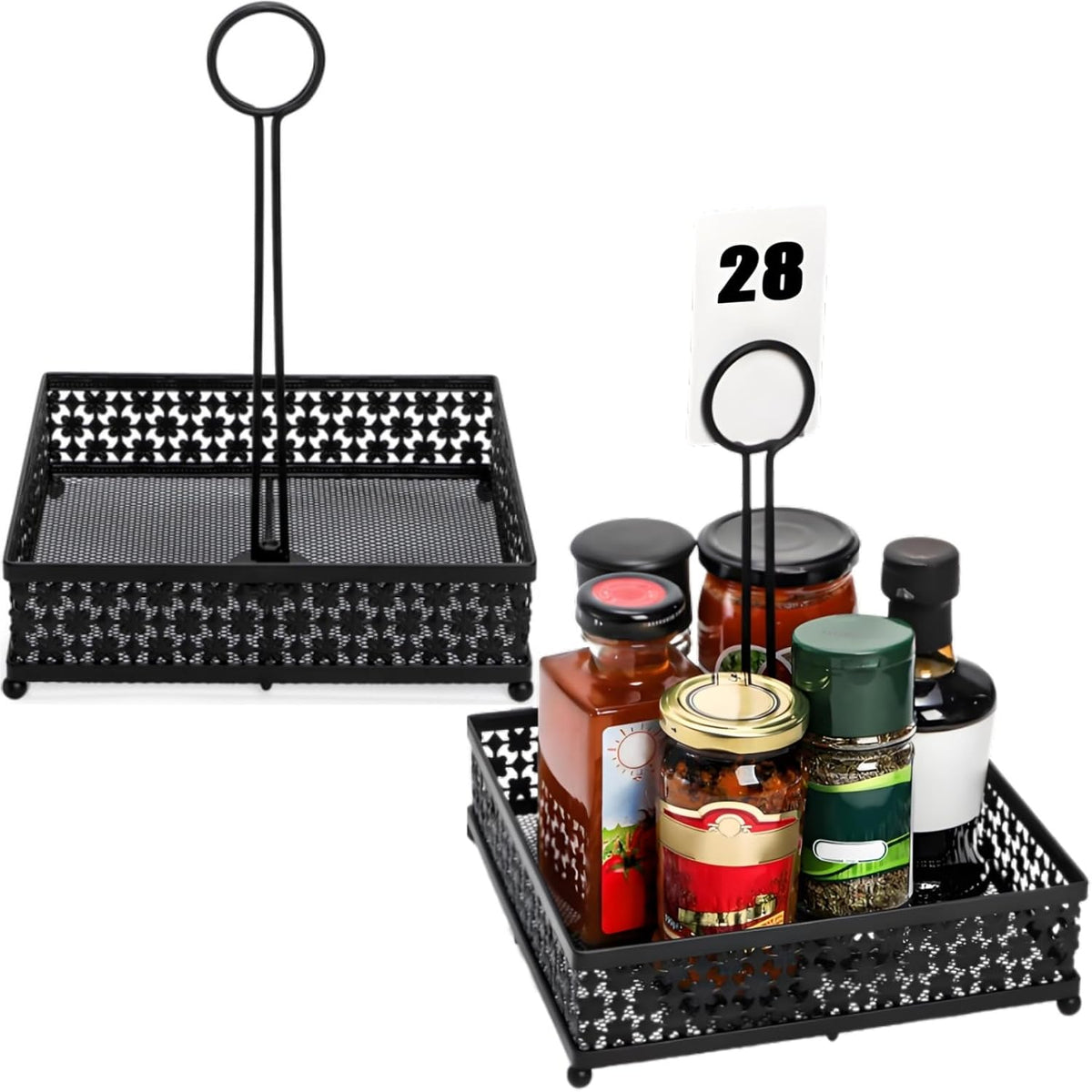 2 Pack Condiment Caddy, Including Number Card Holder