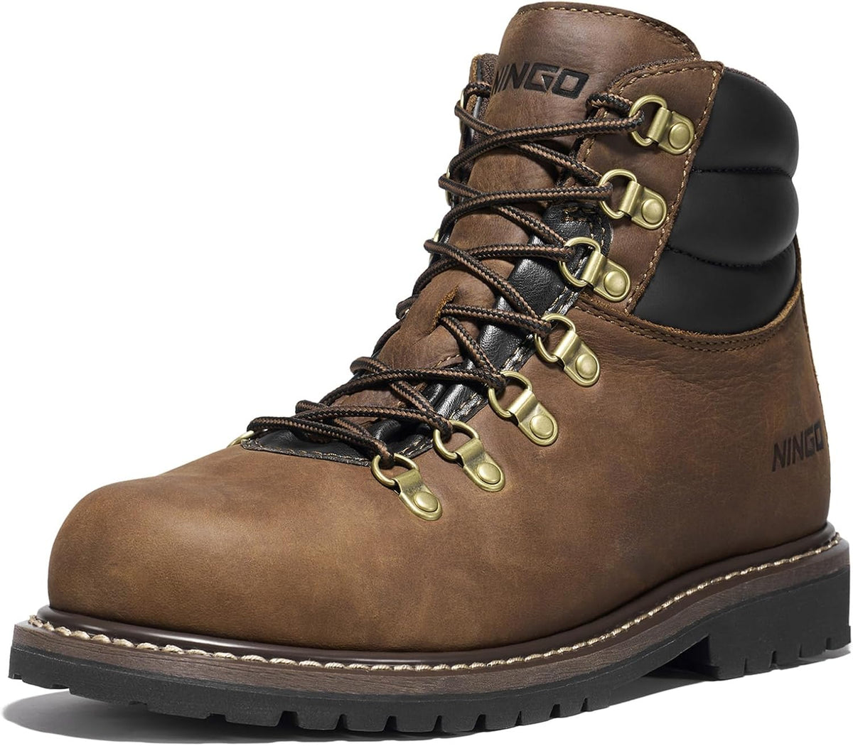 Steel Toe Work Boots for Men Durable Crazy Horse Leather Safety Boots | Goodyear Welt Non Slip EH Rated Sole, Water