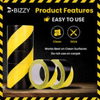 Black and Yellow Safety Tape 2" X 108' Industrial | Yellow and Black Caution Floor Tape | Watch Your Step Tape |