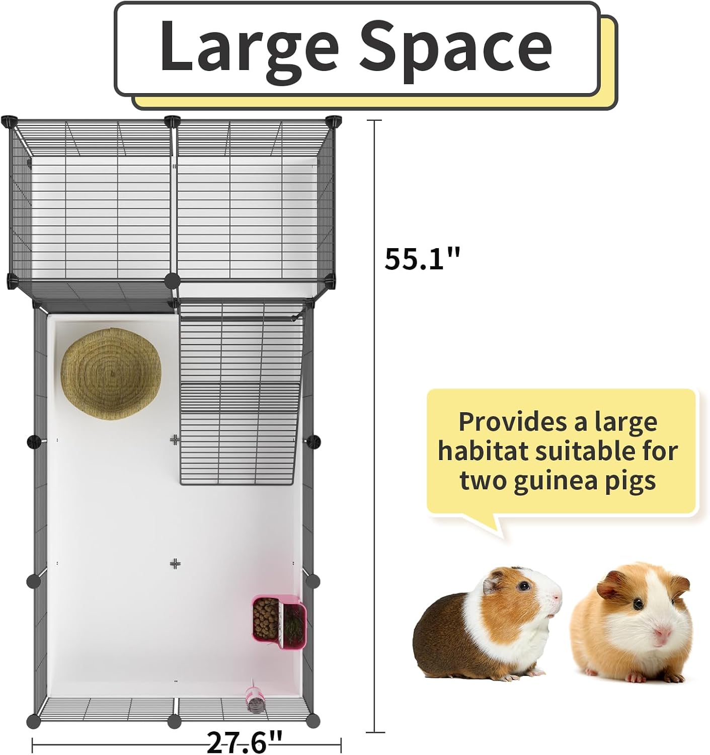 Guinea Pig Cage,Indoor Habitat Cage with Waterproof Plastic Bottom,Playpen for Small Pet Bunny, Turtle, Hamste, Loft