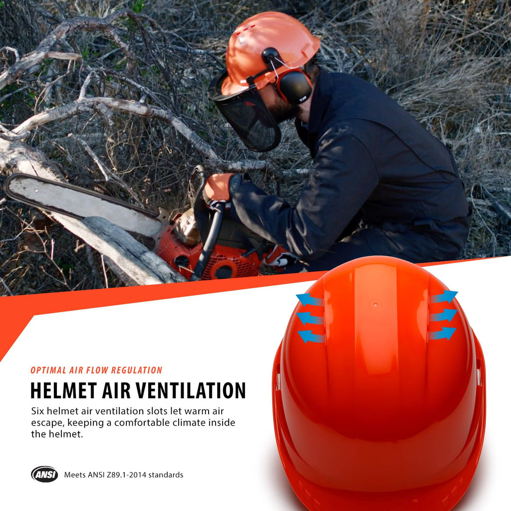 Forestry Safety Helmet and Hearing Protection System, Orange