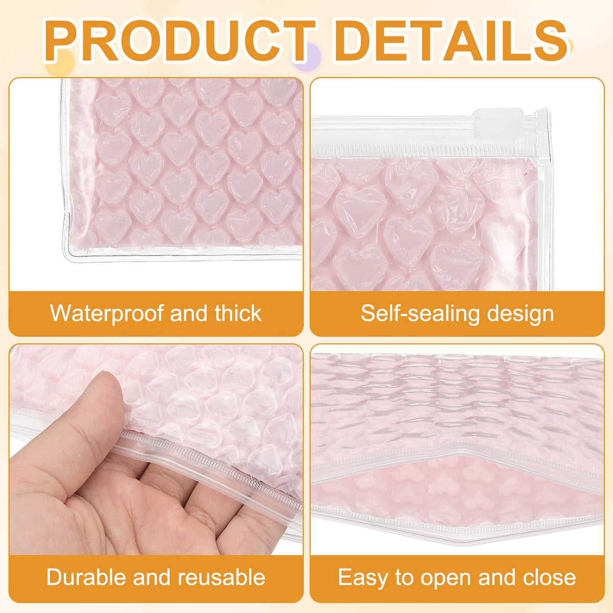 Clear Bubble Bags 9"x6" Pink 2Pcs Heart Bubble Wrapping Pouches