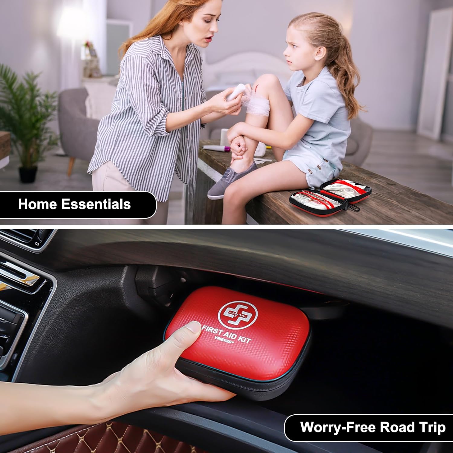 Mini First Aid Kit - 150 Piece Small Waterproof Hard Shell Medical Kit for Home, Car, Travel, Camping, Truck, Hiking
