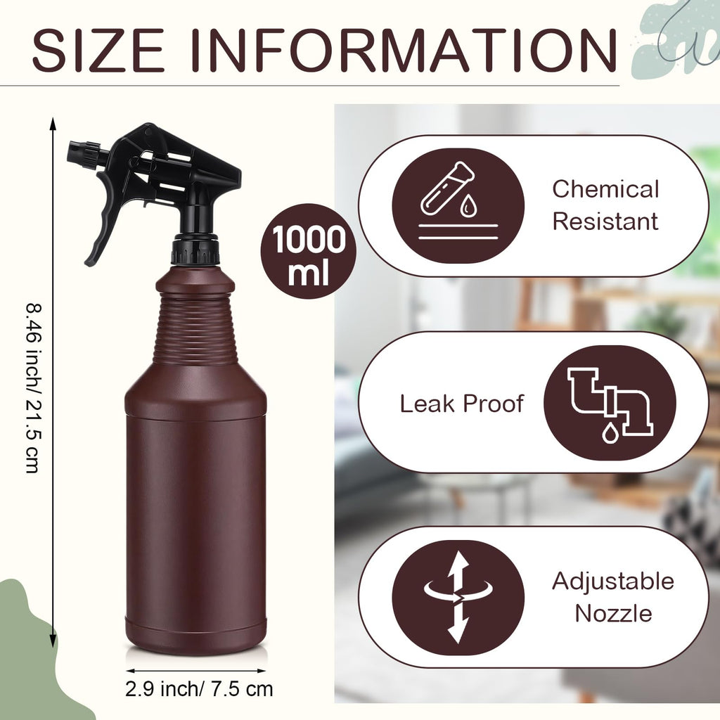 3 Pack Opaque Spray Bottles UV Light Blocking,Brown,Black,34 Oz