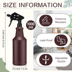 3 Pack Opaque Spray Bottles UV Light Blocking,Brown,Black,34 Oz