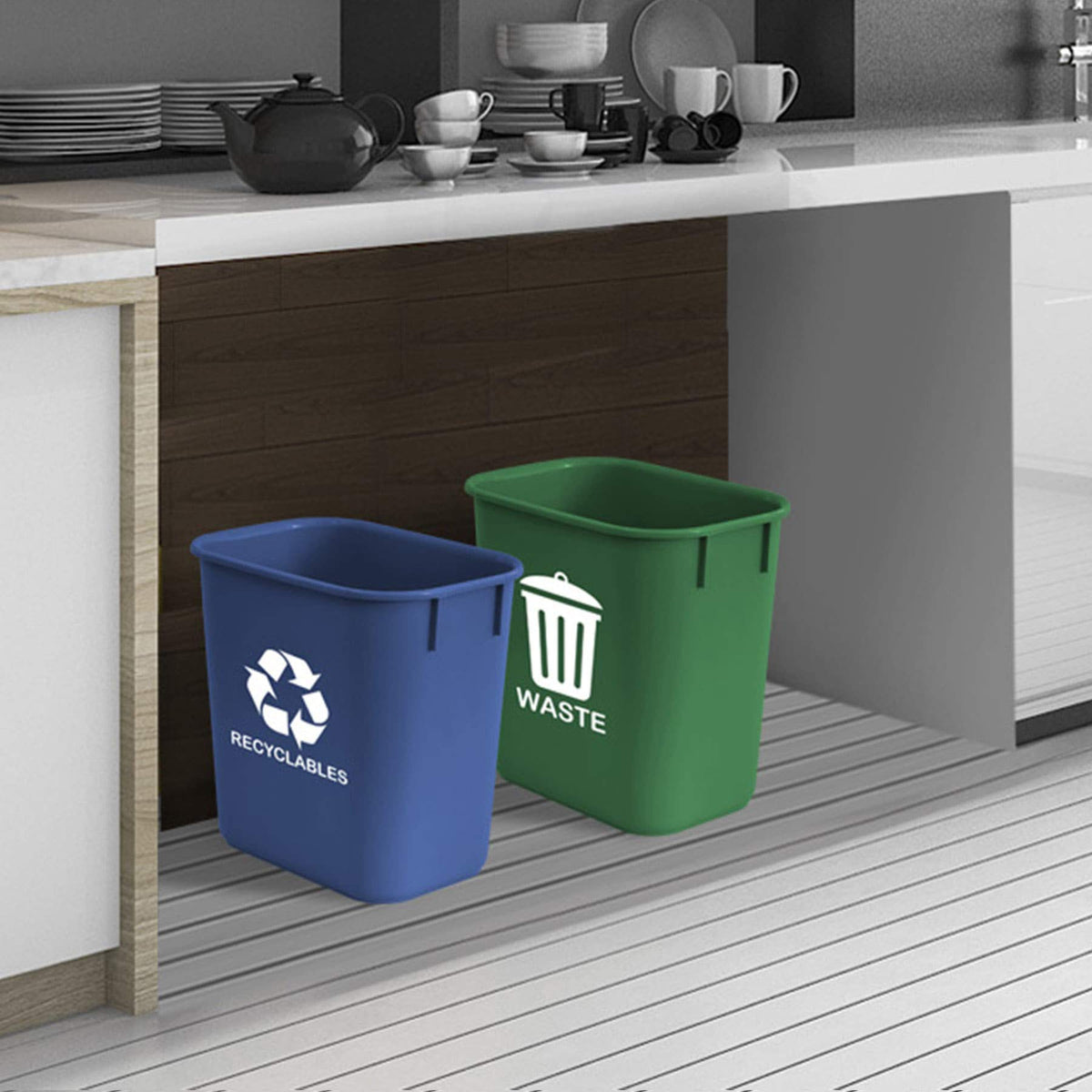 Wastebasket Bin for Waste and Recycling, 3.25 Gal/ 13 Qt, 2-Pack