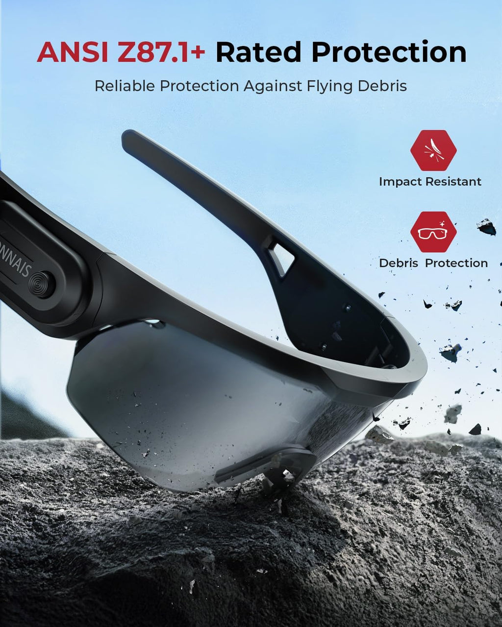 Safety Glasses ANSI Z87.1+ with Earplugs NRR 32dB | Range Protective Eyewear with Ear Protection, Anti-Fog Eye