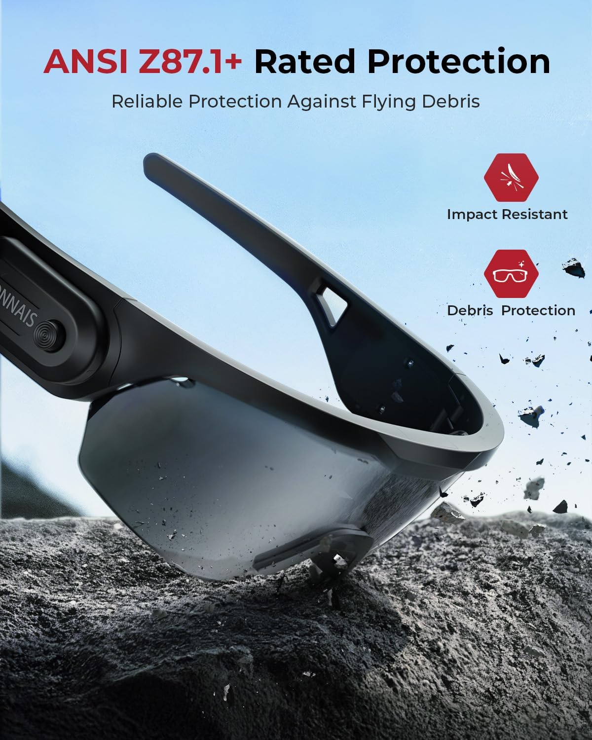 Safety Glasses ANSI Z87.1+ with Earplugs NRR 32dB | Range Protective Eyewear with Ear Protection, Anti-Fog Eye