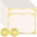 100 Sheets Certificate Paper with 100 Pcs Gold Seal Stickers, 8.5 × 11'' Printable Award Certificates for Graduation