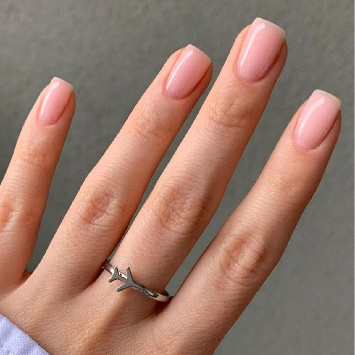 Pink Press on Nails Short Square, 32Pcs 16 Sizes Fake Nails