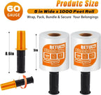 Stretch Film Shrink Wrap for Moving Supplies (5inch, 2 Pack) x 1000ft, Industrial Strength Plastic Wrap Stretch Roll