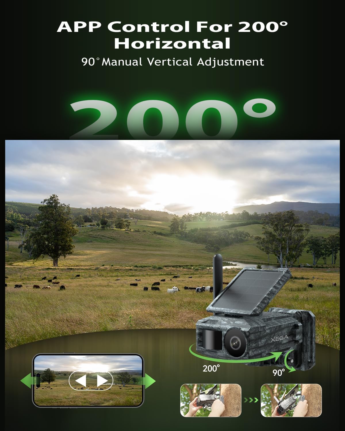 4G Cellular Trail Camera with Night Vision Motion Activated Waterproof | 2K Game Camera with Live View, Dual Solar