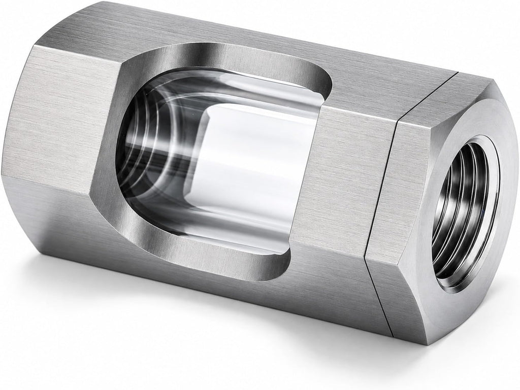 Konohan 1/2" NPT Inline Sight Glass, 304 Stainless Steel Flow Viewer