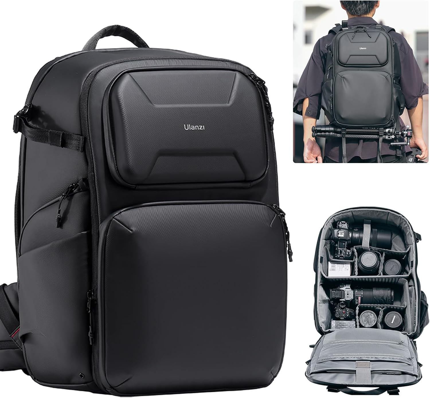 ULANZI BP10 Hardshell Camera Backpack 35L for DSLR Professional Photography Video Accessories Travel Tripod Strorage