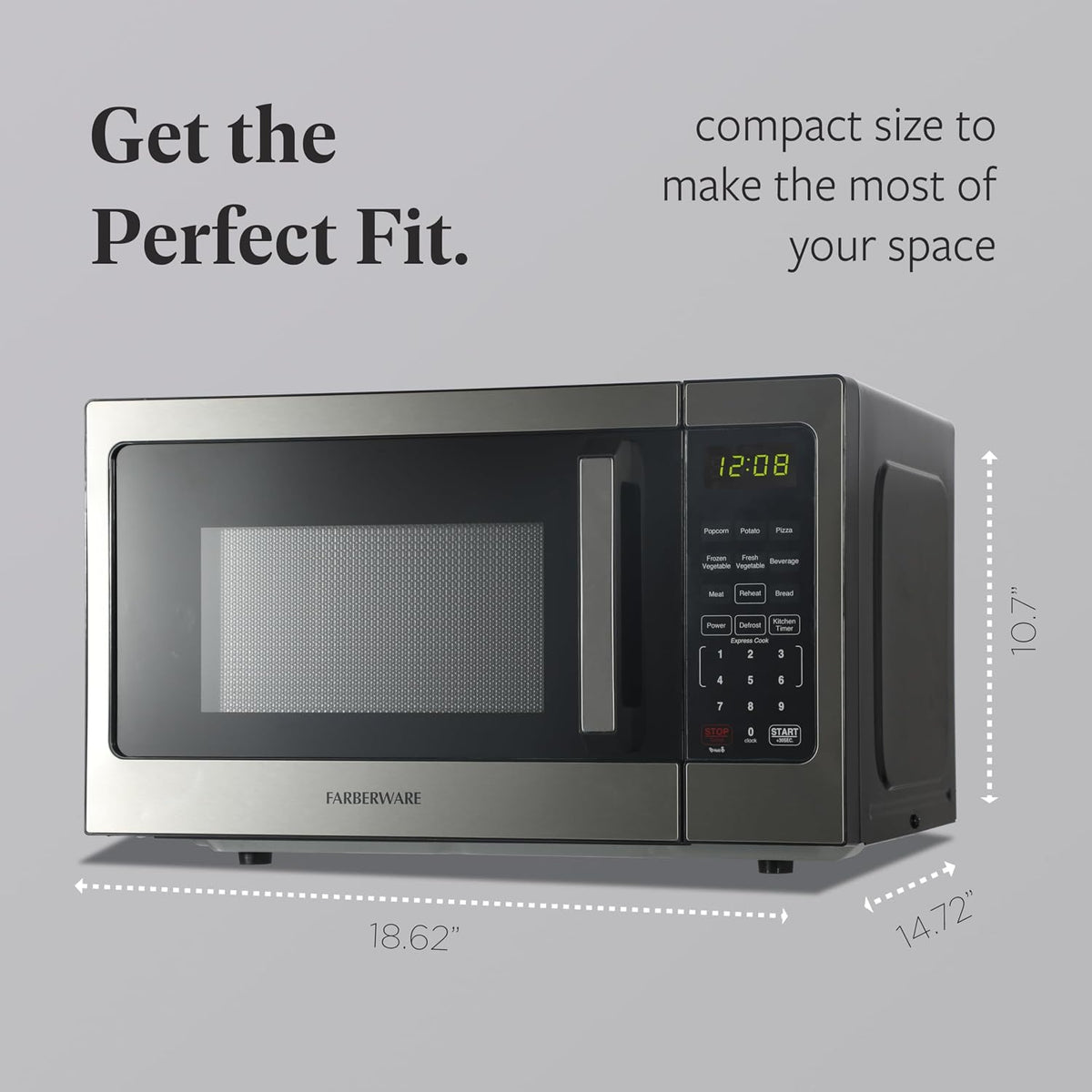 0.9 Cu. Ft. Countertop Microwave Oven – 900 Watts Power, Auto Cook Settings, Defrost, Easy Clean and Child Safety