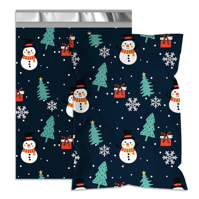Christmas Poly Mailers 6x9 Inch, 100 Count, Snowman Tree Shipping Bags