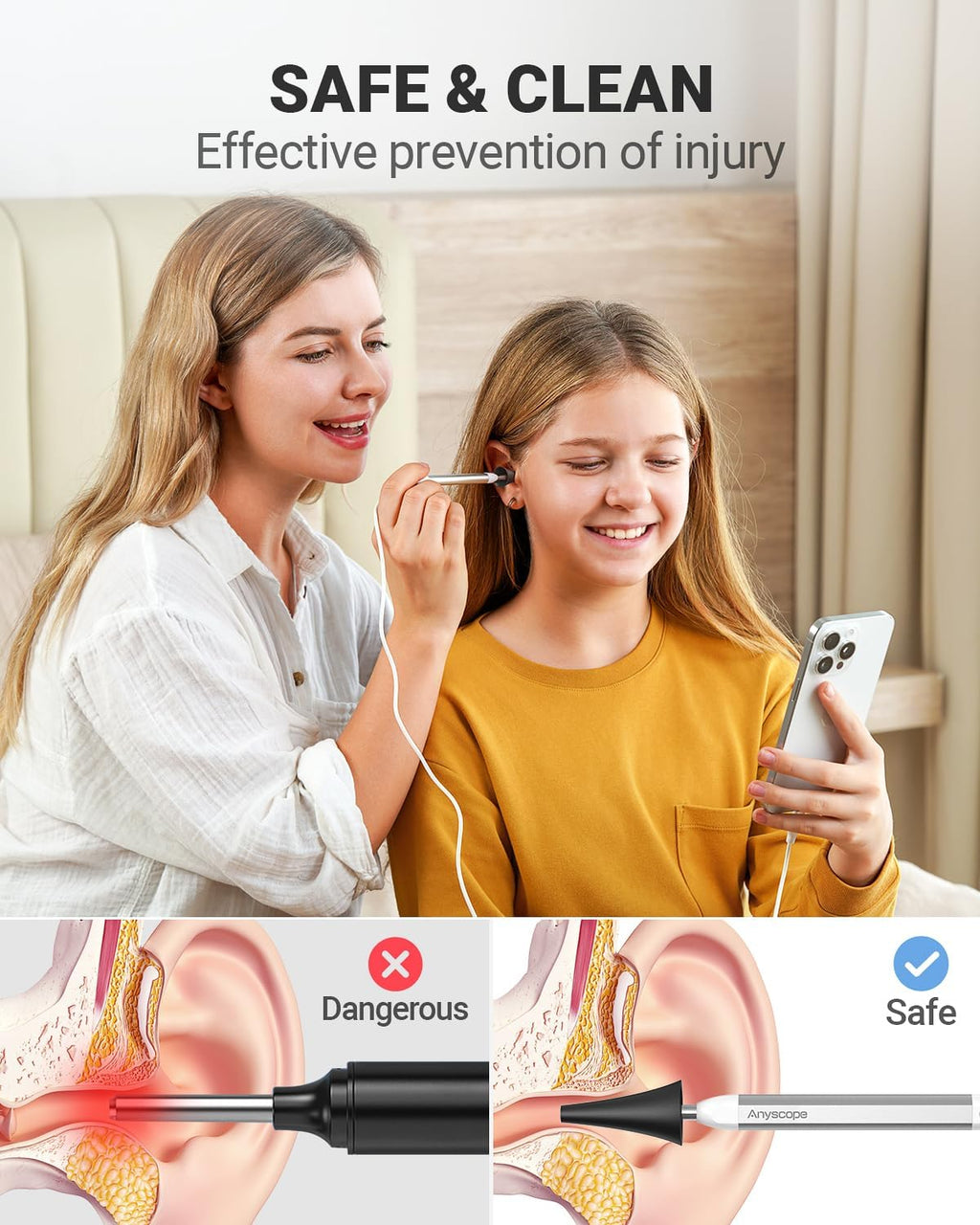 Digital Otoscope, Video Ear Scope Camera Compatible with iPhone/Android