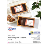 Printable Rectangular Labels, Sure Feed Technology, 2" x 3", Matte White, Permanent Adhesive, Laser/Inkjet Printable