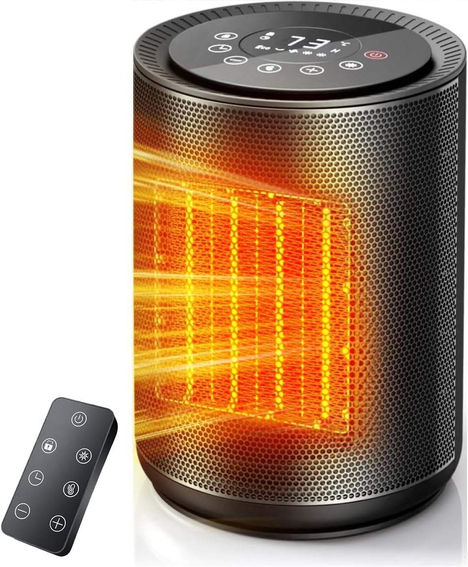 Small Space Heaters for Indoor Use, w/Remote & LED Touch Screen