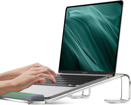 Clear Acrylic Laptop Stand for Desk, with Wrist Rest, Ergonomic Detachable Mount Compatible with 10-17'' All Laptops