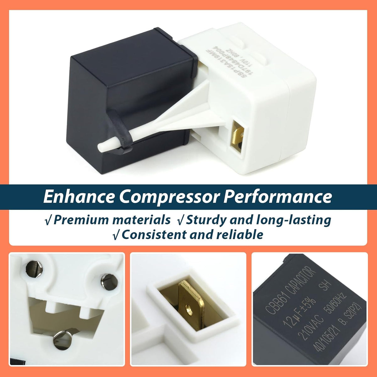 WR09X10107 Start Relay WR55X24064 CKDX24064X Overload Capacitor Replacement for GE for Hotpoint for Americana Refrigerator Compressor