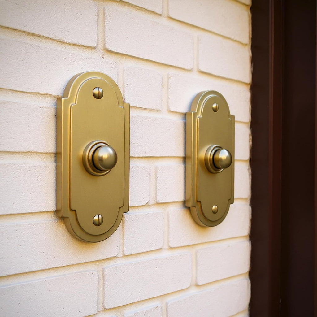 Doorbell Button 4 in. Lacquered Brass Wired Vintage Push Button with Mounting Hardware Pack of 2