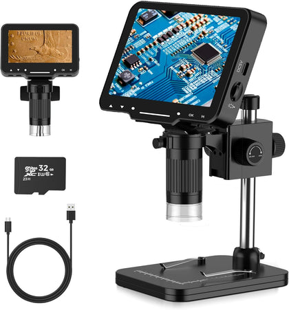 Digital Microscope for Coins with Light HD Screen | 4.3 Inch 1080P HD Screen, 10MP Camera, 1-1000X Zoom. Wireless USB