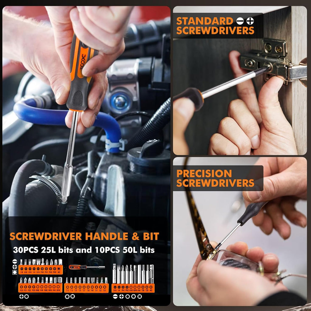 368 Piece Home Repair Tool Kit with Drawer Toolbox, Includes Hammer, Pliers, Screwdrivers, Wrench, Tape Measure &