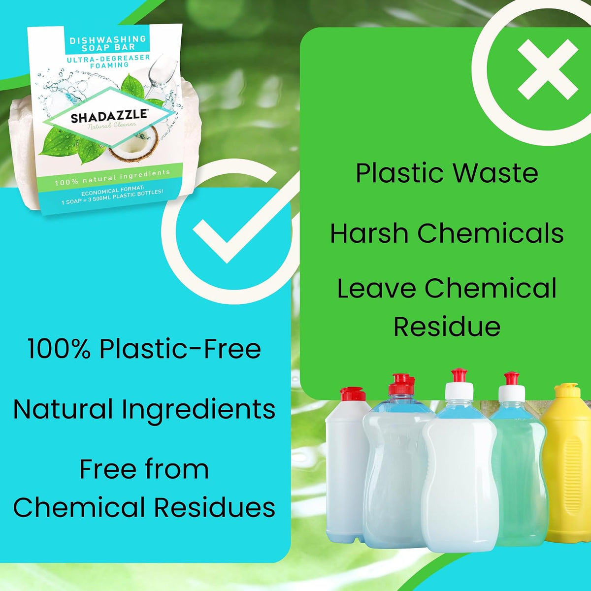 Solid Dish Soap 3 Pack Eco-Friendly Ultra Degreasing Bar