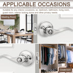 6 Pack Door Handles Privacy Door Levers, Heavy Duty Wave Style Bed/Bath Door Locks Interior Door Knobs, Reversible