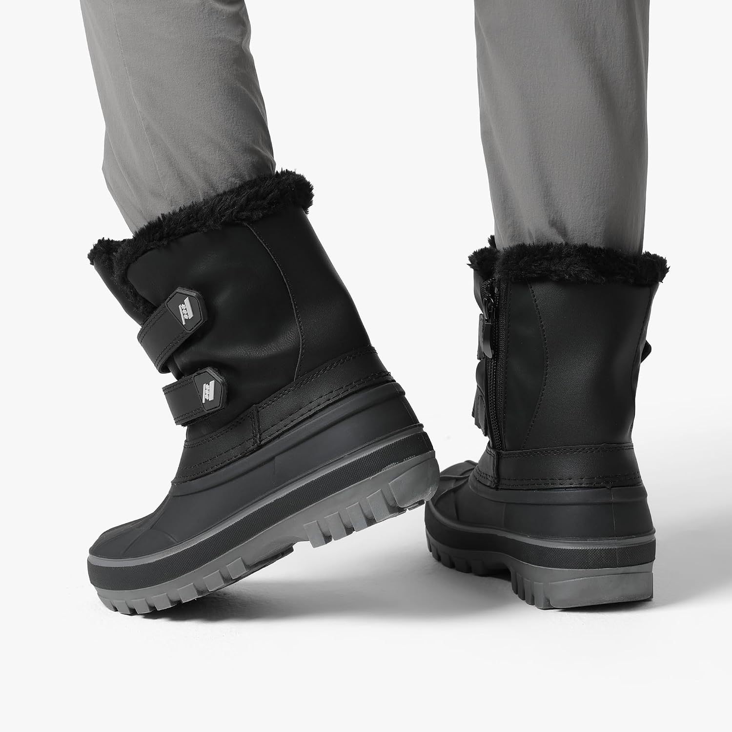 Unisex Snow Waterproof Winter Boots | Warm Faux Fur Lined Outdoor Secure Grip Anti Slip Outsole Easy Wear Windproof