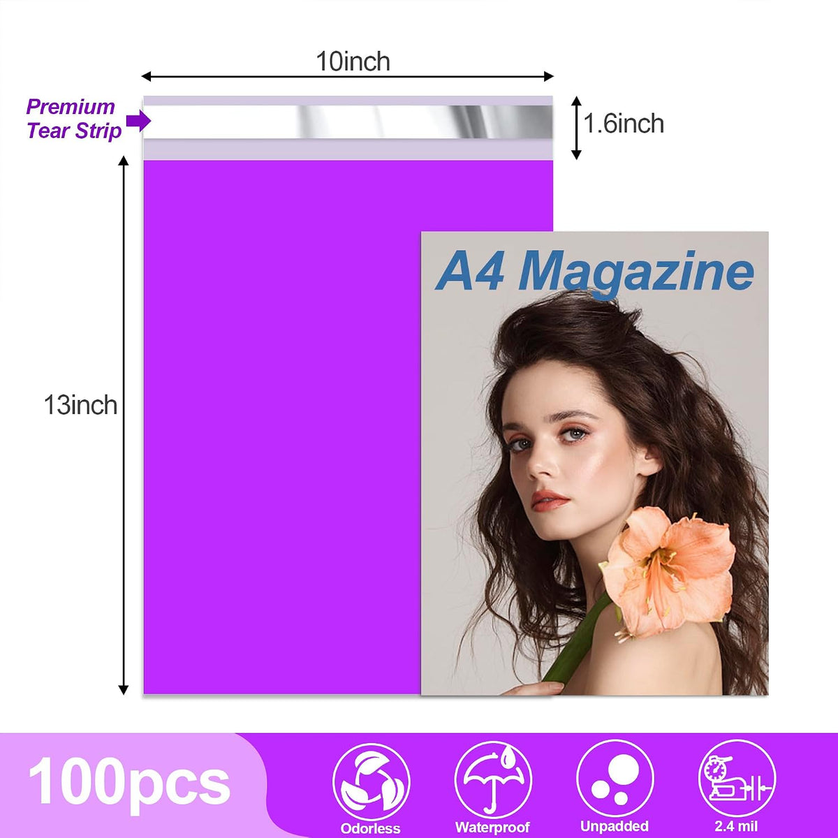 Thank You Poly Mailers 10x13 Inch, 100 PCS, Purple