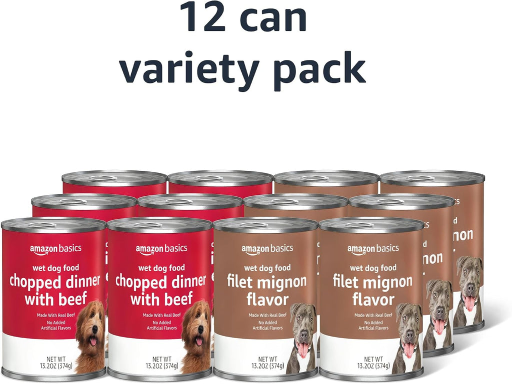 Chopped Ground Dinner Wet Dog Food Variety Pack, Filet Mignon Flavor and with Beef, Made with Natural Ingredients