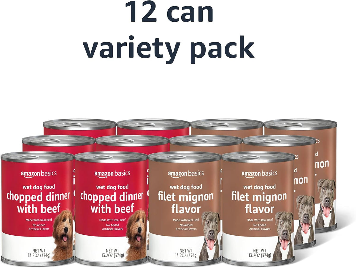 Chopped Ground Dinner Wet Dog Food Variety Pack, Filet Mignon Flavor and with Beef, Made with Natural Ingredients
