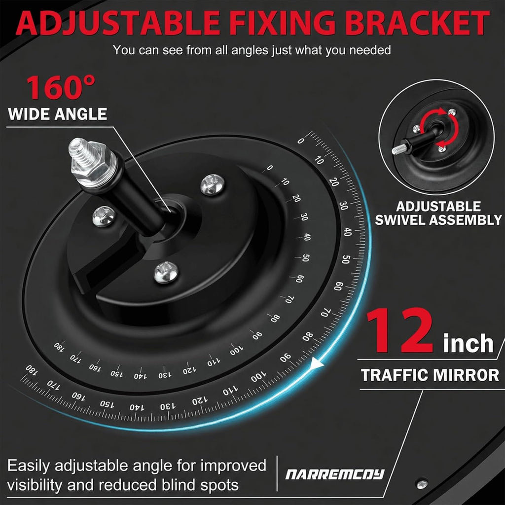 12 Inch Acrylic Convex Mirror | Adjustable Wide Angle Indoor Security Mirror for Warehouse, Office, Parking Garage &