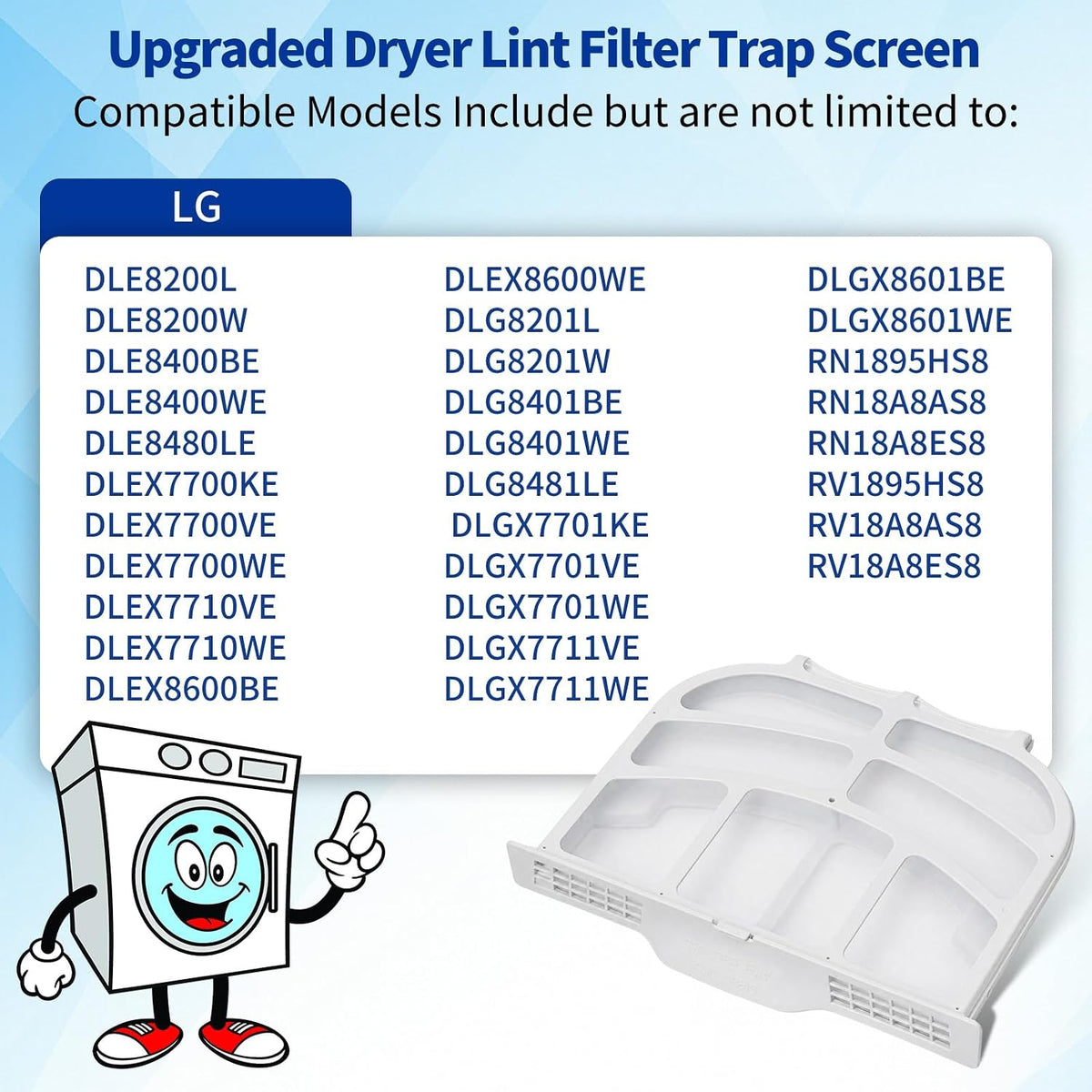 DLE8200L DLE8200W DLE8400BE DLG8401WE DLG8401BE Lint Filter for LG Dryer