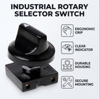 Black 13A-125V/10A-250V Rotary Switch 4-Position 3-Speed Universal Speed Selector Heater Rotary Switch with Knob，Industrial Switches