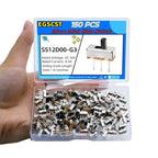 150PCS Micro Mini Slide Switch SPDT Toggle Switches 1p2t 2 Position 3 Pin Small Miniature Vertical Panel Mount Knob for Arduino PCB Breadboard Electronic Project - SS12D00G 3mm DC 50V 0.5A