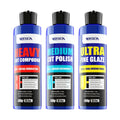 3-Step Car Polishing Compound Kit, Scratch and Swirl Remover, 32 oz | Three-step compound kit cuts defects, refines