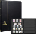 5 Row Stamp Collection Book,Stamp Albums for Collectors | 10 Sheets Stamp Pages, Black Stamp Collecting Supplies