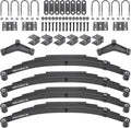 4pcs 5 Leaf Springs 3000lb, for 5200lb-6000lb Tandem Trailer Axle Suspension Kit & U-Bolt & Hanger Kit; 25-1/4" L