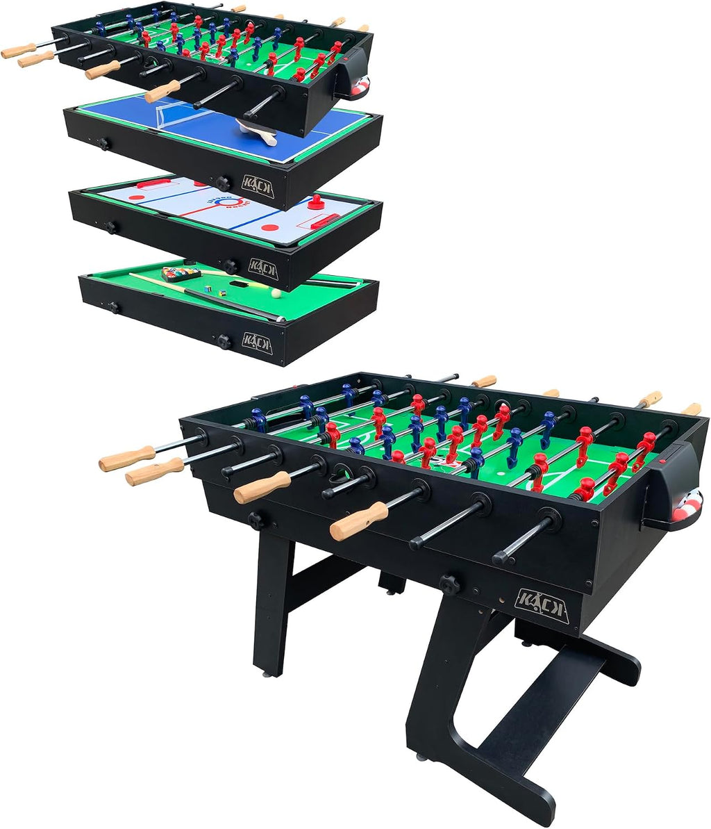 Quatro 55" 4-in-1 Foldable Multi Game Table | Foosball, Billiards/Pool, Push Hockey & Ping Pong