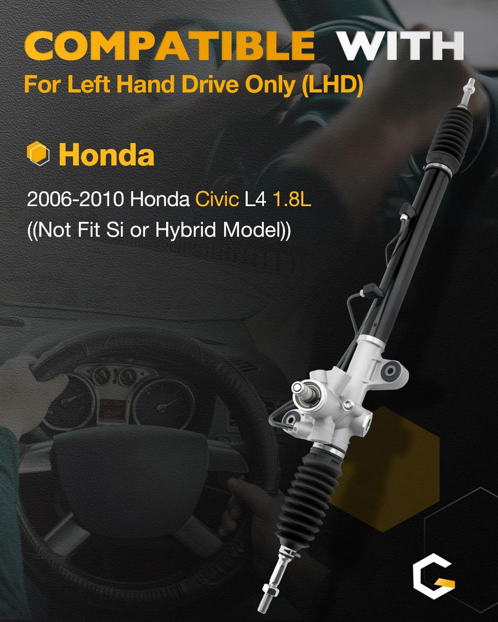 Hydraulic Power Steering Rack and Pinion, Fit for 06-10 Honda Civic 1.8 L
