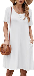 Women's Casual Summer T Shirt Swing Dresses with Pockets