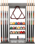 GSE Wall Mount Pool Cue Rack with Score Counters Only, Holds 6/8 Pool Cues | Holds 2 Billiard Ball Racks, Full Set of