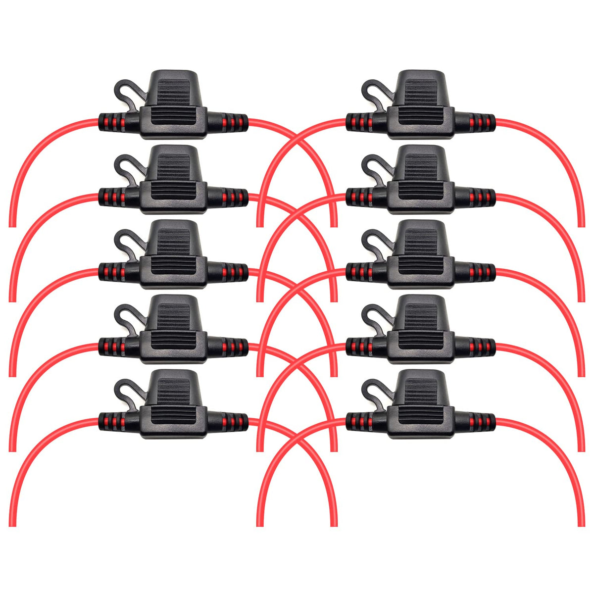 VANTRONIK Waterproof Mini Inline Fuse Holder 16 Gauge 12-inch Long 10 Pack